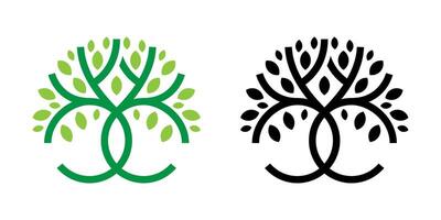 Abstract Tree Logo in Green and Black Set vector