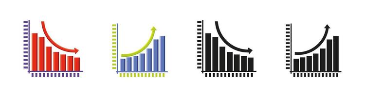 Bar Graphs with Upward and Downward Trends Set vector