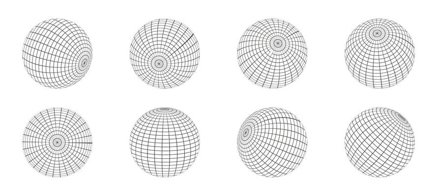Wireframe Sphere Designs in Different Angles