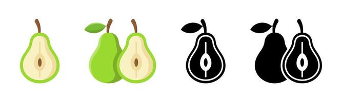 Pear Fruit Illustrations with Slices and Silhouettes vector