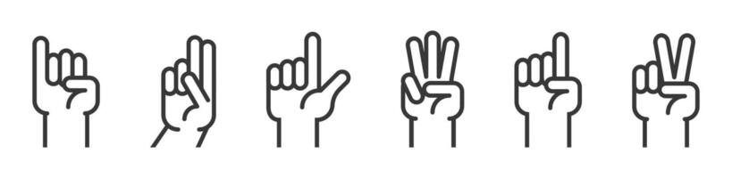 Hand Gesture Line Art Icons Set vector