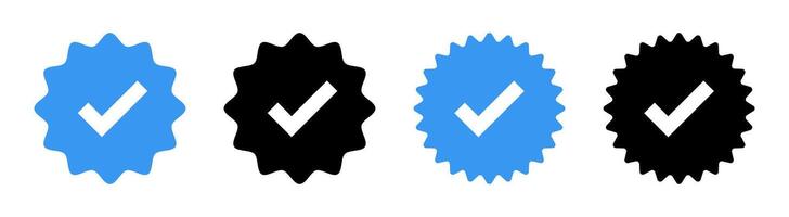 Verification Badge Icon Set with Checkmarks vector