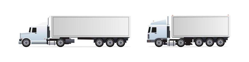 Modern Semi-Trucks with Trailers Set vector
