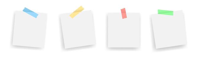 Blank Notes with Colored Tape Set vector