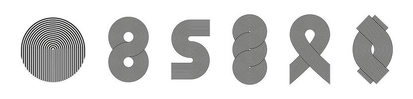 Abstract Line Art Shapes Illustration Collection vector