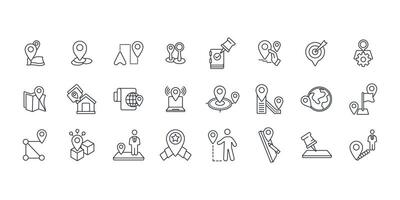 Map pin icon set..Editable stroke.linear style sign for use web design,logo.Symbol illustration. vector