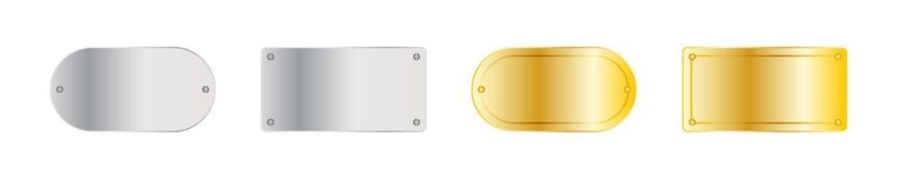 Metallic Nameplates in Silver and Gold Set vector