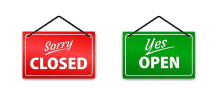 Store Closed and Open Hanging Sign Illustrations vector