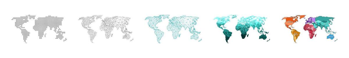 Stylized World Map Collection in Various Designs vector