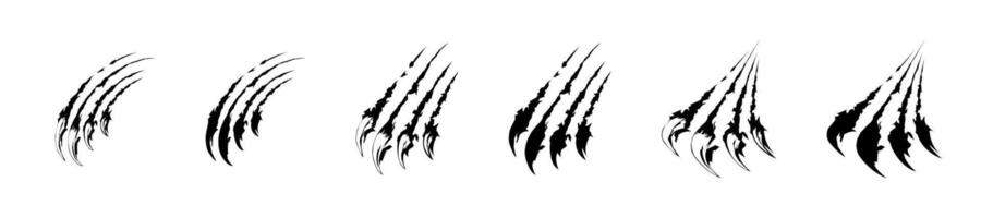 Black Claw Scratch Marks Illustrations Set vector