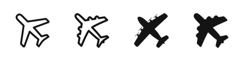 Airplane Icon Set in Different Styles Set vector