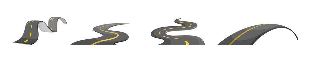Curved and Winding Road Illustrations Set vector