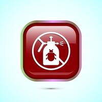Pesticide free icon design illustration. Certified natural product sticker symbol illustration. Red color square button design vector