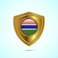 Rounded flag of Gambia with glossy gold shield vector