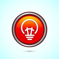 Electric light bulb icon design, Creative idea icon, Orange color round button design vector