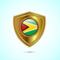 Rounded flag of Guyana with glossy gold shield vector
