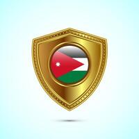 Rounded flag of Jordan with glossy gold shield vector