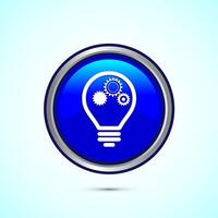 Electric light bulb icon design, Creative idea icon, Blue color round button design vector