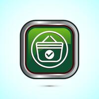 Basket icon design, Shopping basket icon, Green color square button design vector