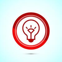 Electric light bulb icon design, Creative idea icon, Red color button design vector