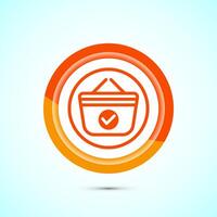 Basket icon design, Shopping basket icon, Orange color button design vector