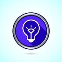 Electric light bulb icon design, Creative idea icon, Blue shadow button design vector