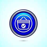 Basket icon design, Shopping basket icon, Blue color round button design vector