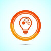 Electric light bulb icon design, Creative idea icon, Orange color button design vector