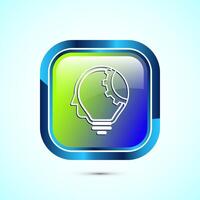 Electric light bulb icon design illustration, Creative idea icon, Glossy square button design vector