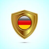 Rounded flag of Germany with glossy gold shield vector