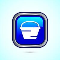 Basket icon design, Shopping basket icon, Blue color square button design vector