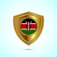 Rounded flag of Kenya with glossy gold shield vector