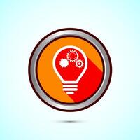 Electric light bulb icon design, Creative idea icon, Orange shadow button design vector