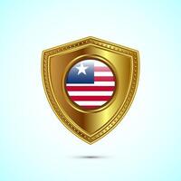 Rounded flag of Liberia with glossy gold shield vector