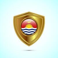 Rounded flag of Kiribati with glossy gold shield vector