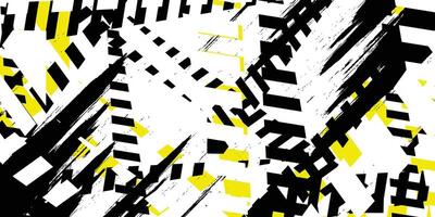 a black and white abstract background with yellow and black lines vector