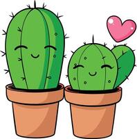valentines day cactus vector