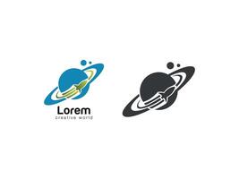 Planet Space Icon Logo Design Flat Minimal Silhouette And Colorful vector