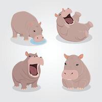 collection Hippo happy character illustration design vector