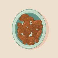 Dates in circular bowl with beige background vector