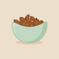 Bowl filled with fresh dates vector