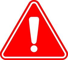 Warning, precaution, attention, alert icon. Red exclamation mark symbol in triangle shape design vector