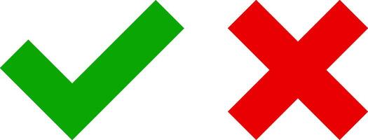 Check mark and cross mark icon sign. Tick symbol isolated on white background illustration design vector