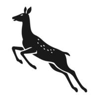 Jumping deer or stag silhoutte horn icon design witha a white backraund vector