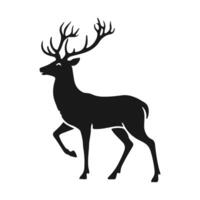 A minimalist deer silhouette, with elegant antlers and graceful contours, set against a white background, symbolizing simplicity and natural beauty vector