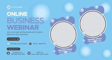 online business webinar design with abstract soft blue background and circular shapes for modern professional presentations vector
