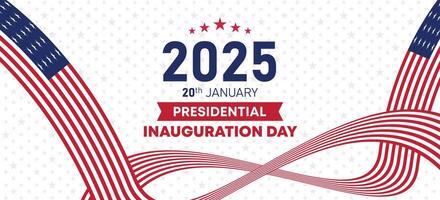 Presidential Inauguration Day 2025 banner with red and blue wave elements and stars for national celebration event design vector