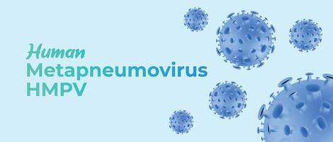 Human metapneumovirus HMPV 3D particle design in shades of blue on a light background for scientific research and healthcare studies vector