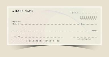blank bank cheque template with beige design, empty check ready for customization, isolated on white background, financial document concept vector