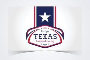 Texas Independence Day design with star emblem, red and blue ribbon elements, and bold text for patriotic celebration vector